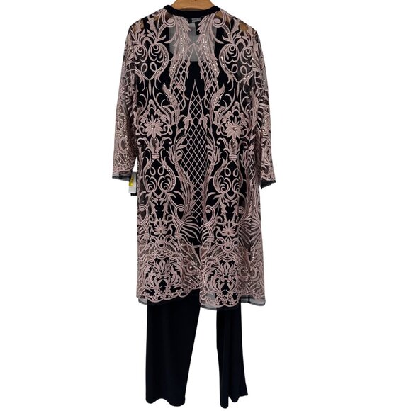 R&M Richards Womens 3-Piece Sequined Embroidered Pantsuit Size 14 Evening New - Picture 5 of 11